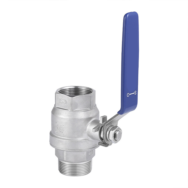 Two-piece ball valve with internal and external thread
